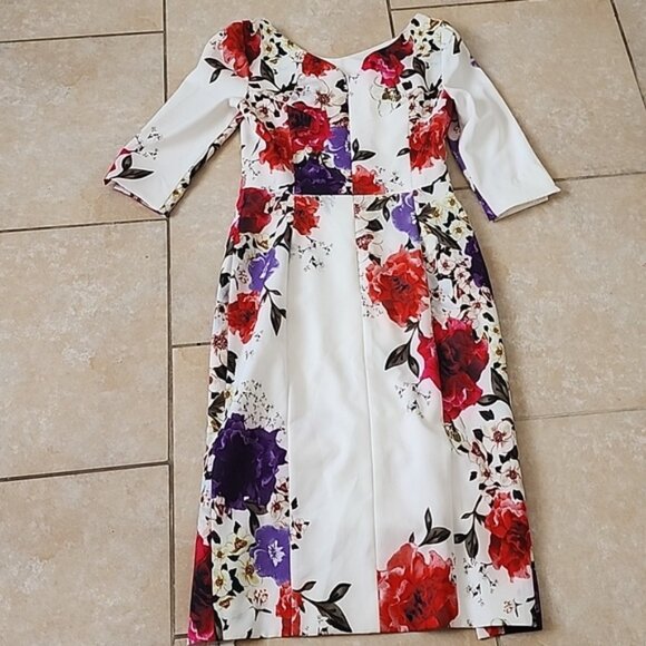 Black Halo Multicolor Floral Long Sleeve Dress Size 2 - Picture 10 of 10